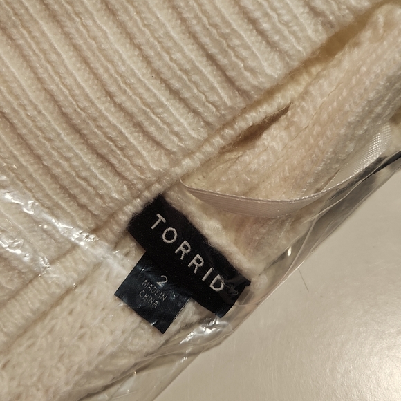 ❤️NWT VINTAGE TORRID CARDIGAN SWEATER - IVORY WAFFLE WEAVE - OPEN FRONT SIZE 2X - Picture 11 of 12